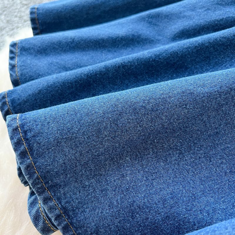 Dameskleding Mouwloos vest Denim rok Taille afslankend Zwaar kralen enkelrijs geplooide jurk_voghion.com