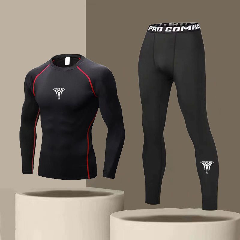 Nuovo abbigliamento fitness da uomo, tuta elastica ad asciugatura rapida, pantaloni sportivi a maniche lunghe per la corsa mattutina all'aperto_voghion.com