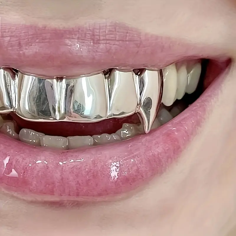 Ensemble de bijoux dentaires hip-hop tendance, lisses et pointus, à six dents, accessoire de scène, de soirée, de boîte de nuit ou d'Halloween._voghion.com