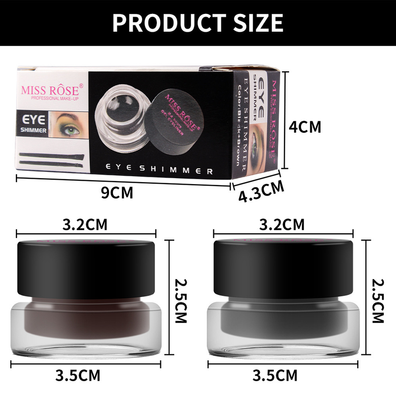 MISS ROSE Eyeliner in crema bicolore a due flaconi, resistente al sudore e impermeabile, di lunga durata, non facile da sbavare, per principianti. Eyeliner_voghion.com