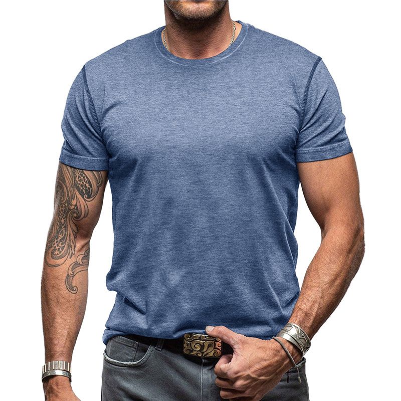T-shirt basique à manches courtes et col rond contrasté pour homme, maintenant disponible_voghion.com