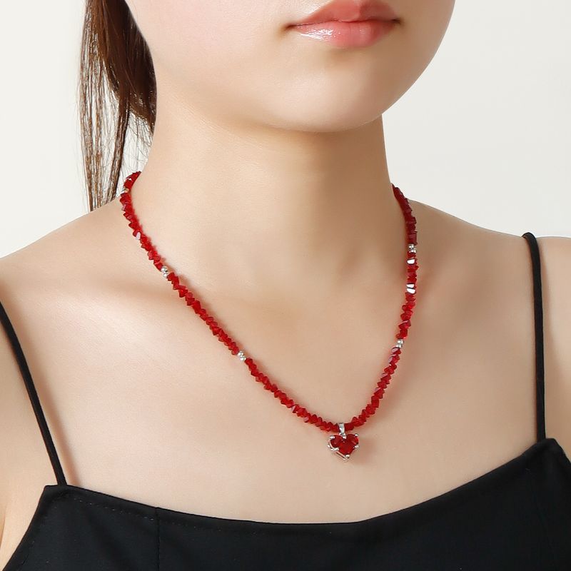 Moda Üst Düzey Duygu Niş Aşk Kolye Köprücük Kemiği Zinciri Cam Pirinç Boncuk El Yapımı Boncuklu Kolye_voghion.com