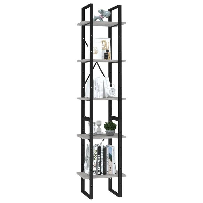 5-Tier Book Cabinet Concrete Gray 15.7"x11.8"x68.9" Engineered Wood_voghion.com