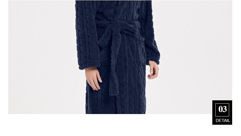 Meeste Suures suuruses mugav puuvillasest sametist žakaarmassist kapuutsiga meeste öösärk sügistalvine paksendatud paari öösärk_voghion.com