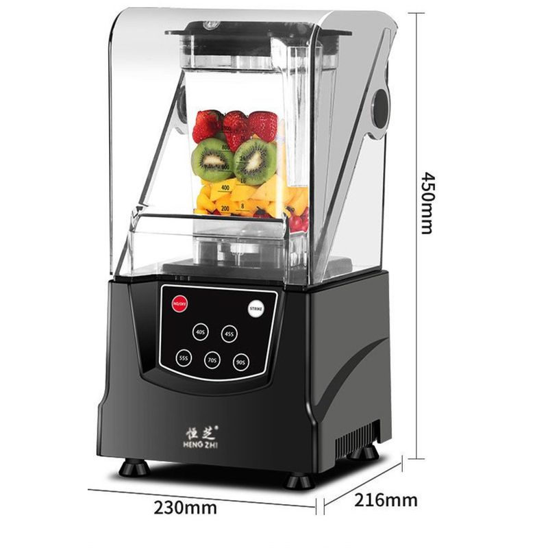 Máquina de Smoothie Comercial para Casas de Chá com Leite, Silenciosa com Tampa, Trituradora à Prova de Som, Raspadora de Gelo, Liquidificador, Suco_voghion.com