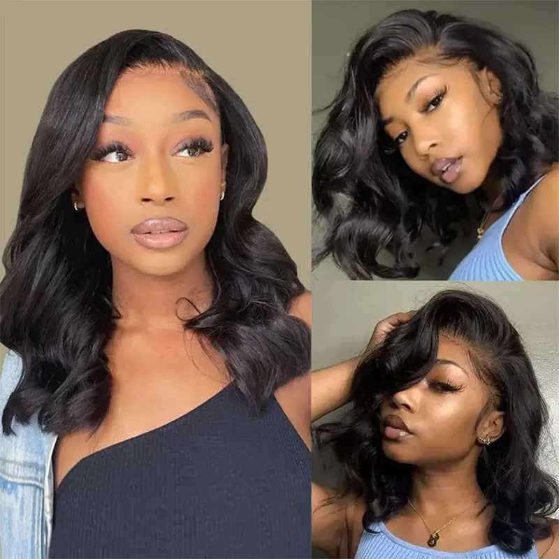 200 Densitet Bob Kropbølge HD Lace Front Ægte Hår Paryk Brasiliansk Remy Transparent Kort Lace Frontal Parykker Kvinder_voghion.com