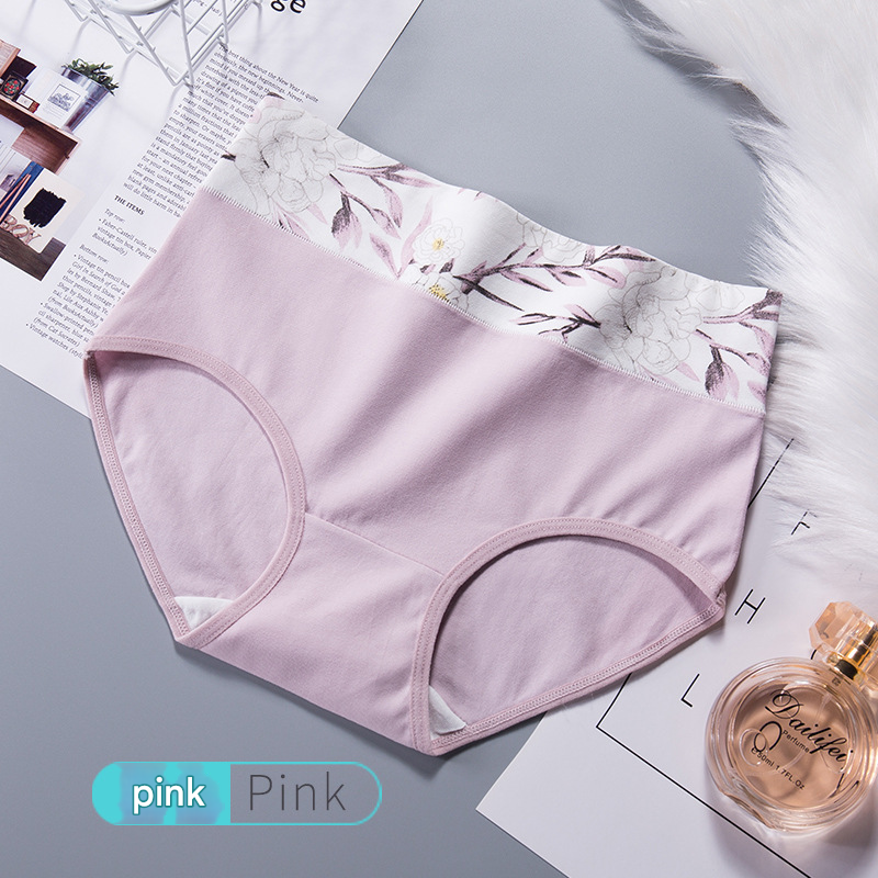 2025d High Waist Cotton Underwear Women Printed Plus Size Tummy Control Girls Panties Seamless Ladies Triangle Shorts_voghion.com