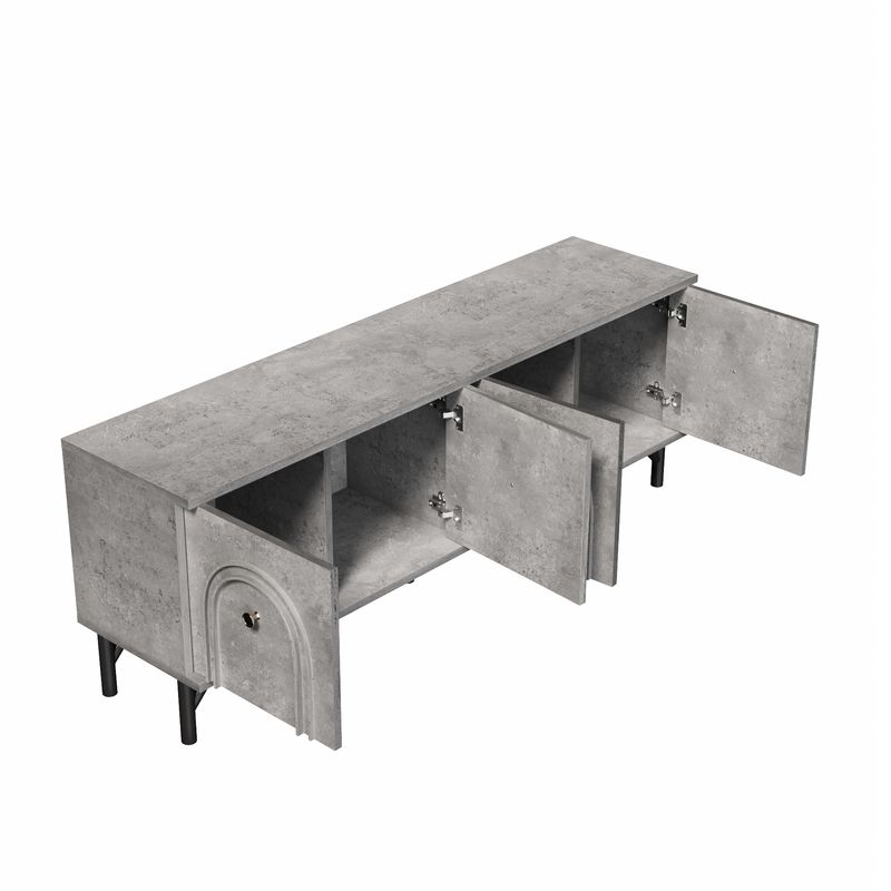 Modernes 4-türiges TV-Board In Grau, 160 Cm, Con Soft-Close-Scharnieren, Für Wohnzimmer_voghion.com