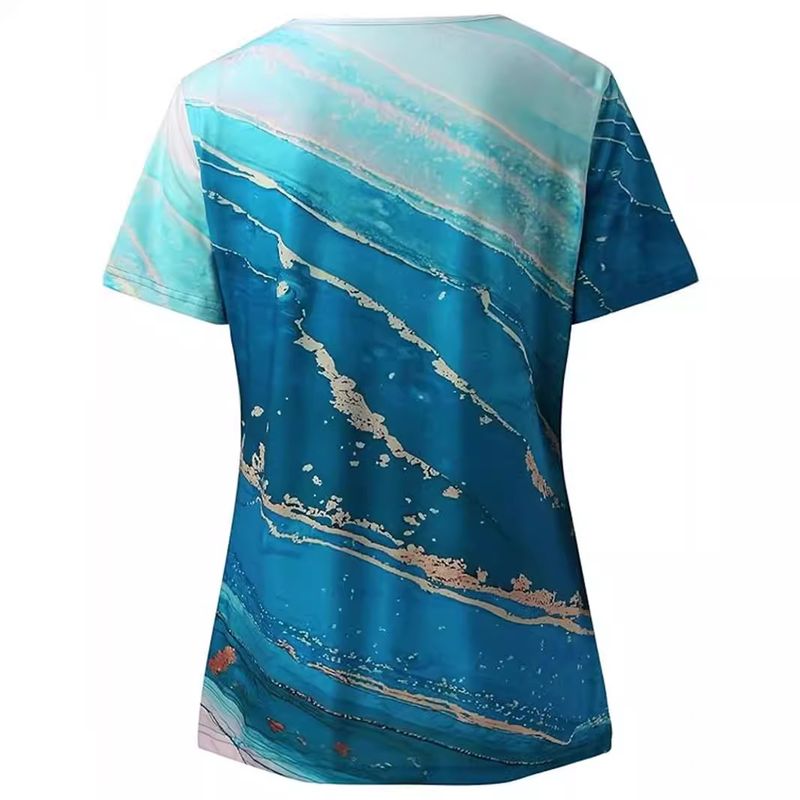 T-shirt da donna 2022 con stampa in cotone a maniche corte, vestibilità ampia e bottoni_voghion.com