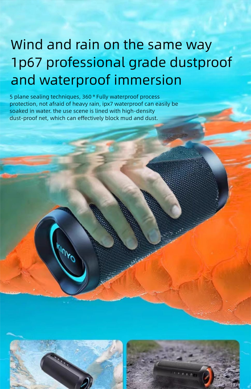 Altavoz de escritorio pequeño Jinyun H7 con Bluetooth, de alta calidad, con subwoofer de sonido potente, portátil, para exteriores, resistente al agua._voghion.com