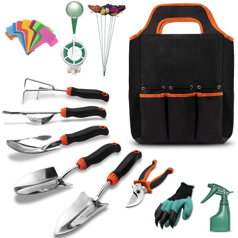Gartenbedarf Werkzeugset Edelstahl 9-tlg. Gartengeräte Handschuhe Schere Gartenschere_voghion.com