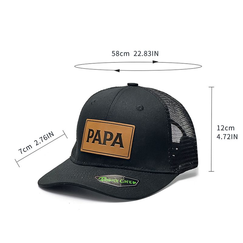 Unisex The PAPA letter pattern on the baseball cap leather label is suitable for fishing and wearing outdoor net hats_voghion.com