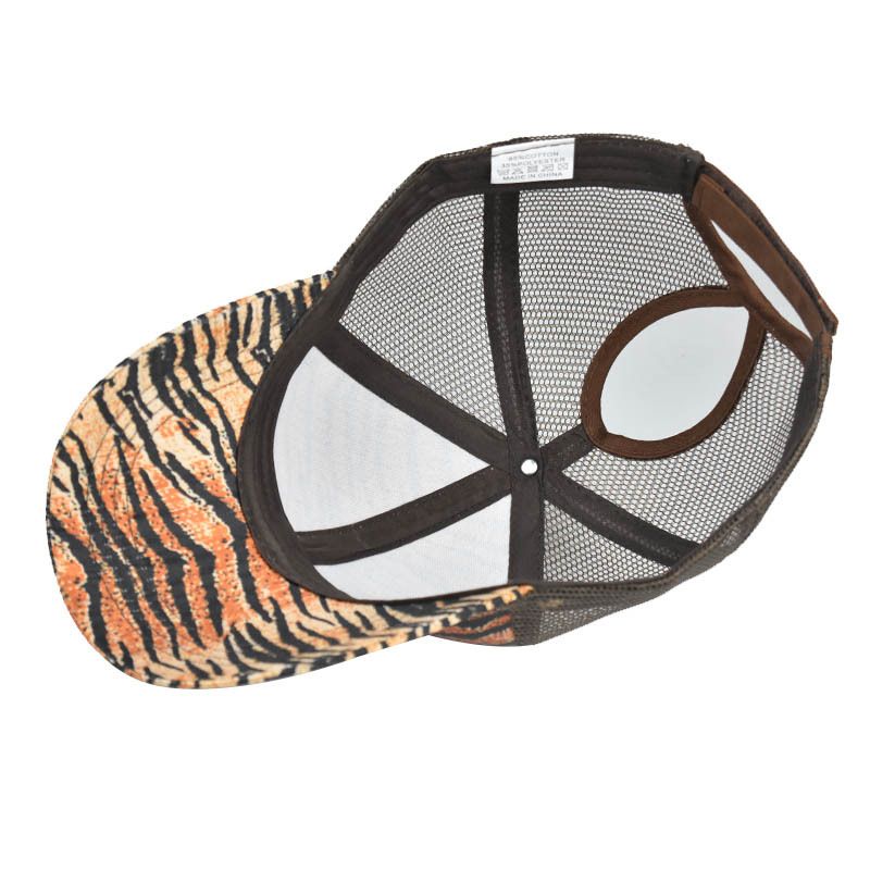 Baseballmütze mit Pferdeschwanz und Leopardenmuster, trendige Netzmütze mit gebogener Krempe, Sonnenhut für Damen im Freien und im Sommer_voghion.com