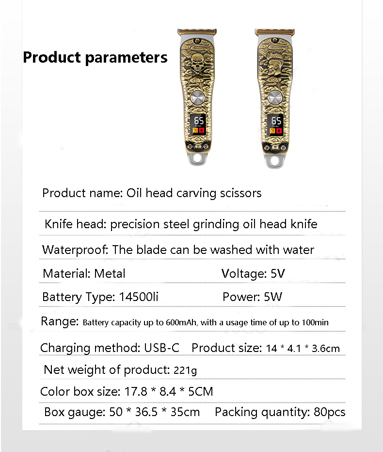 2023 New Type Cordless Trimmer Men's Electric Hair Barber Rechargeable Haircutter_voghion.com