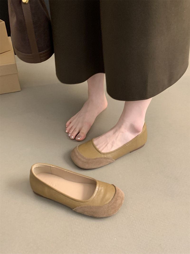 Women's fashion retro round head shallow mouth single shoes_voghion.com