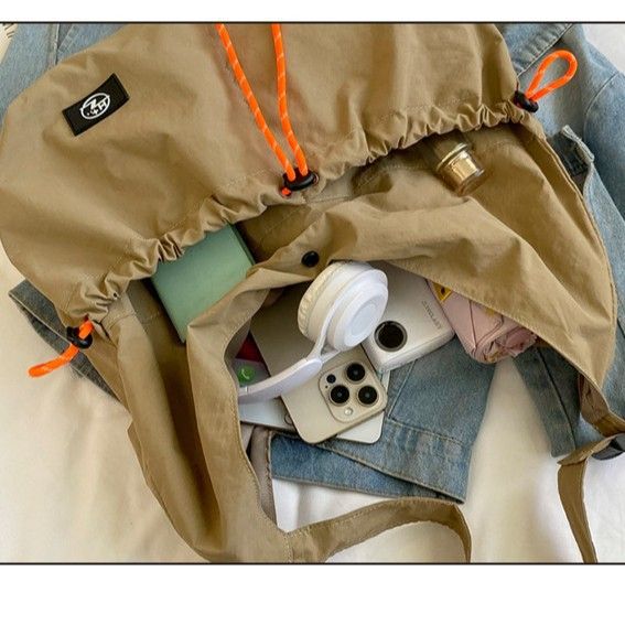 Unisex Lazy Style Große Kapazität Lässiger Sportrucksack Crossbody Kordelzug Design Einfache Textur Umhängetasche_voghion.com