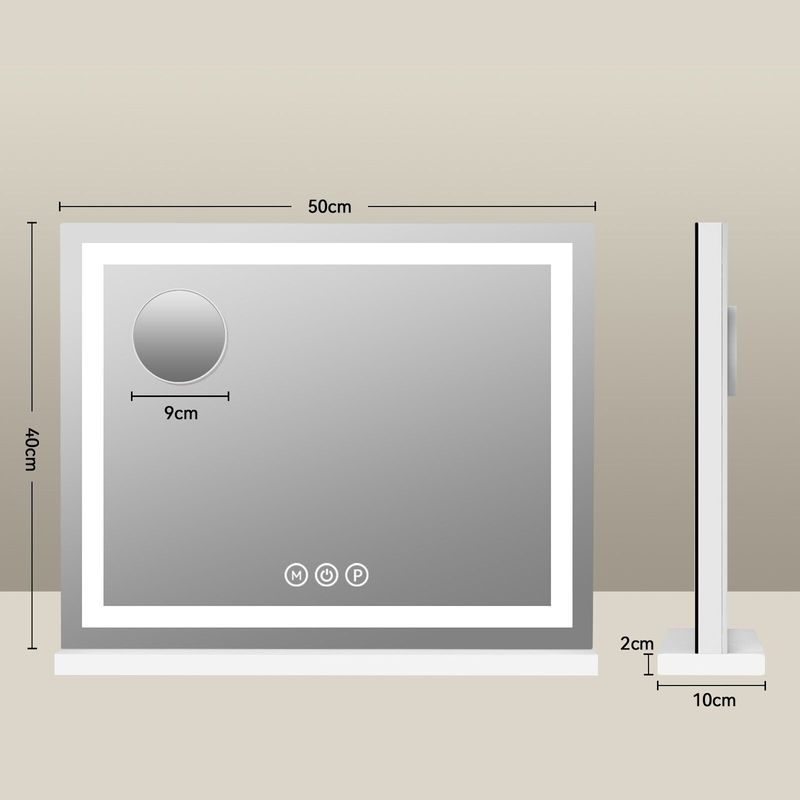 Hollywood Large Makeup Mirror Vanity Mirror Dimmable LED Light 3 Color Modes_voghion.com