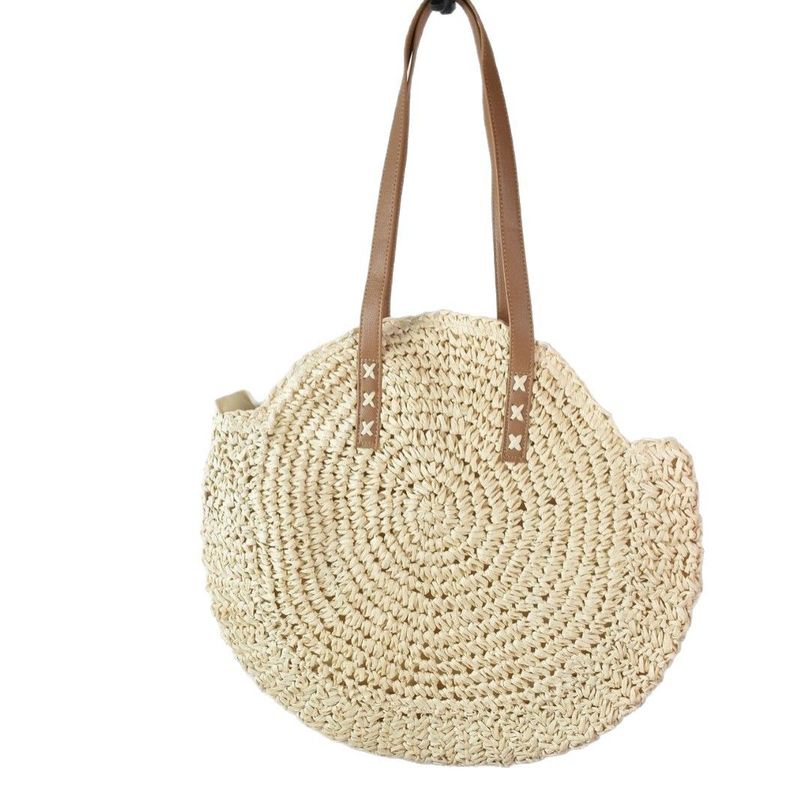 Borsa da spiaggia semplice alla moda in paglia intrecciata da donna, nuova borsa a tracolla in stile coreano 2025_voghion.com