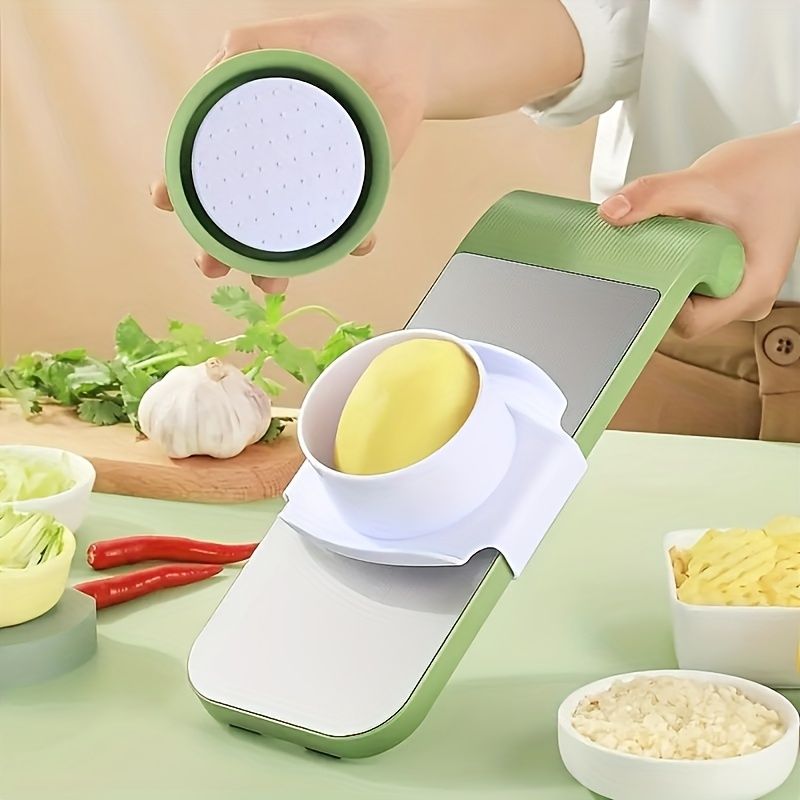 7pcs Stainless Steel Vegetable Slicer Grater Set With Interchangeable Blades Manual Kitchen Tool For Potatoes Carrots Cucumbers_voghion.com
