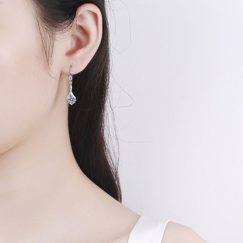 Tancise Moissanite Orecchini in argento Orecchini pendenti per donne Regali per feste di matrimonio_voghion.com