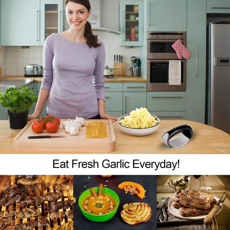 Nov 430 obroč iz nerjavečega jekla, stiskalnica za česen, večnamenska ročna pasta za česen, kreativni kuhinjski okrogli mlinček za česen_voghion.com