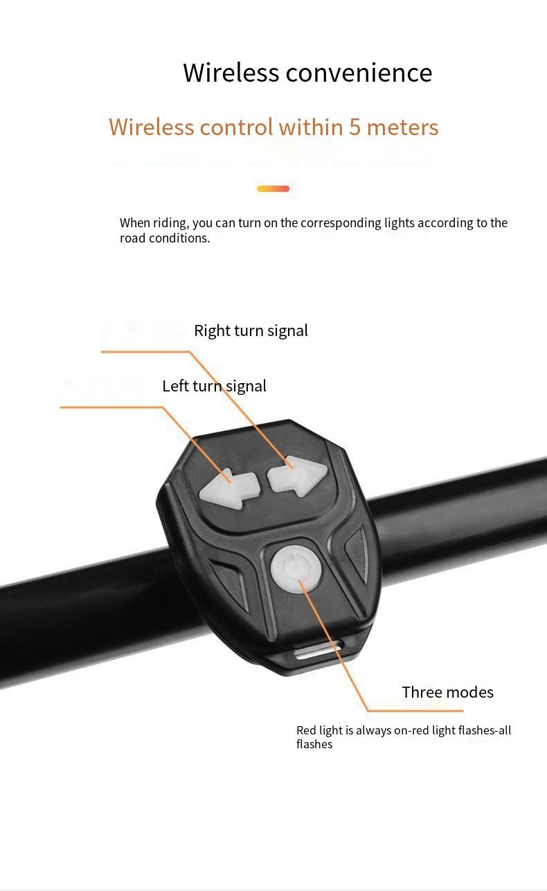 Fahrradheck Kabellose USB-Fernbedienung Blinker Mountainbike LED-Warnlicht Wiederaufladbare Reitausrüstung_voghion.com