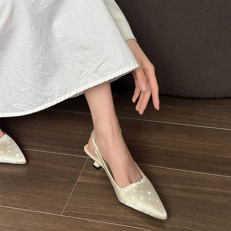 Elegant Pointed Toe Stiletto Heels For Women - Summer Fashion Rhinestone Strappy Sandals With Adjustable Buckle_voghion.com