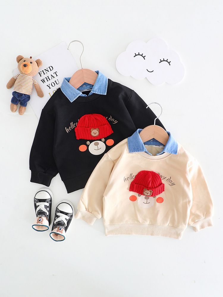 Jungen Herbst Wollmütze Bär Pullover Anzug 1 Bis 3 Jahre Alt Baby Jungen Frühling Und Herbst Jungen Kleidung Kinder Zwei stück Anzug_voghion.com