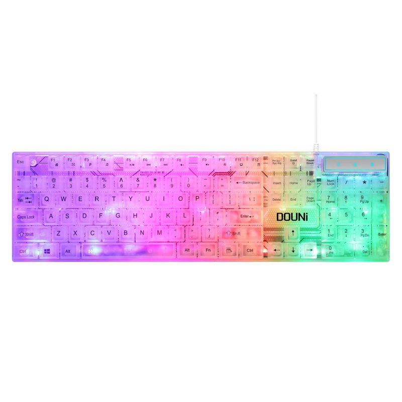 【Elegante e trasparente】 Tastiera cablata retroilluminata RGB - Sensazione meccanica, impermeabile e antipolvere, scorciatoie multimediali, personalizza i tuoi effetti luce_voghion.com