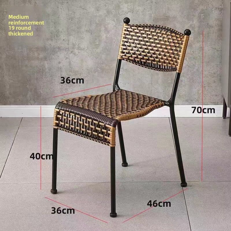 Cadeira de jantar com encosto pequeno, sala de estar, varanda, casa, lazer, rattan, tecido à mão, oferta especial_voghion.com