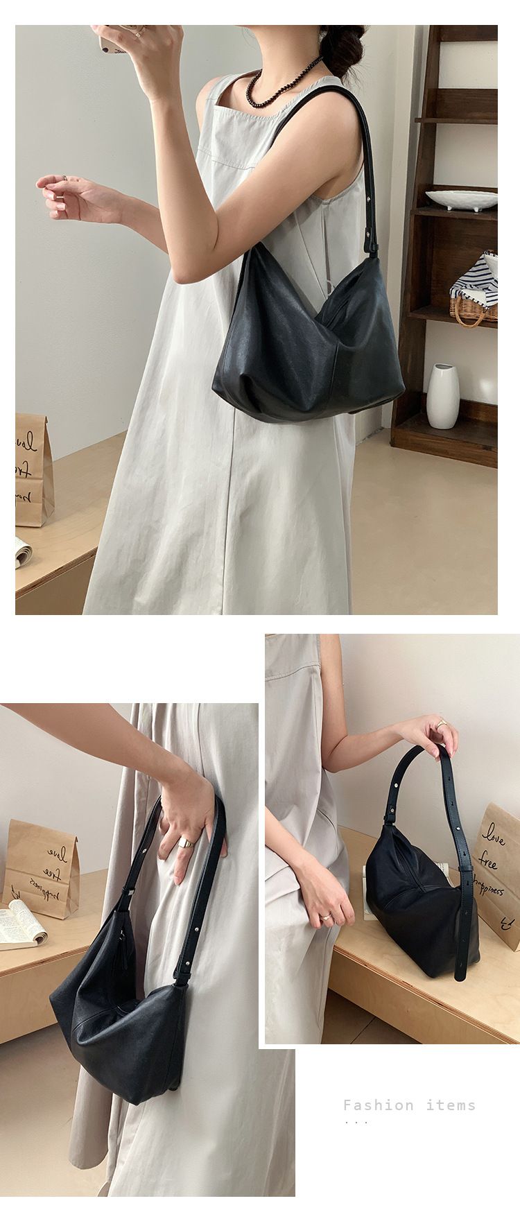 Borsa tote per donna 2024 nuova borsa a tracolla in pelle conciata al vegetale da donna, grande capacità, hobo di fascia alta_voghion.com