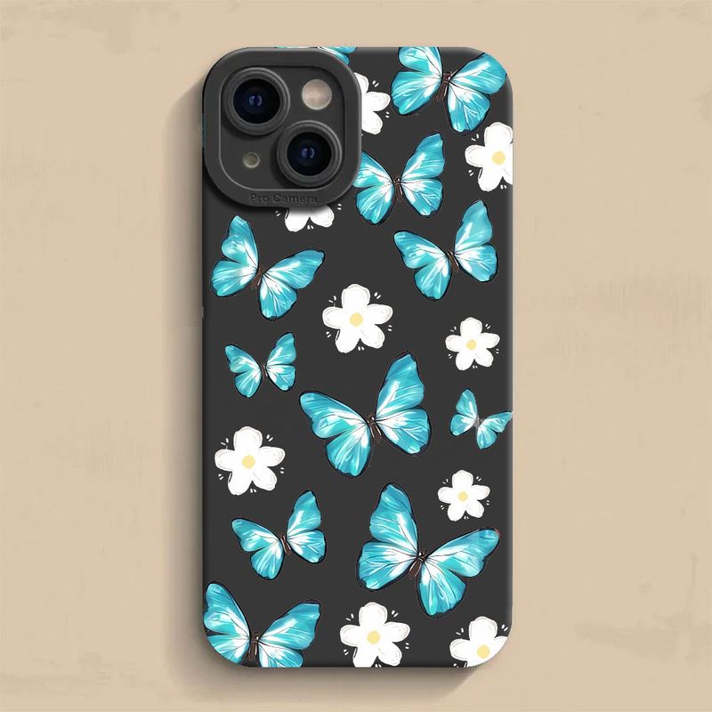 Butterfly Printed Phone Case For iPhone 16 11 12 13 14 15 Pro Max XR XS X 7 8 Plus SE 2020 Shockproof Matte Soft TPU Silicone Cover_voghion.com