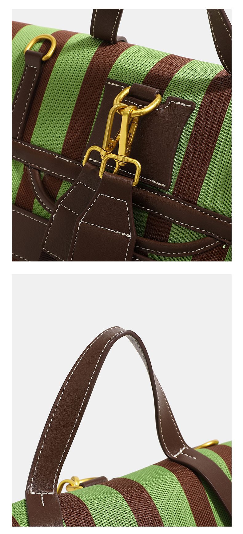 Multifunctional Briefcase Cowboy Canvas Striped Backpack Large Capacity Commuter_voghion.com