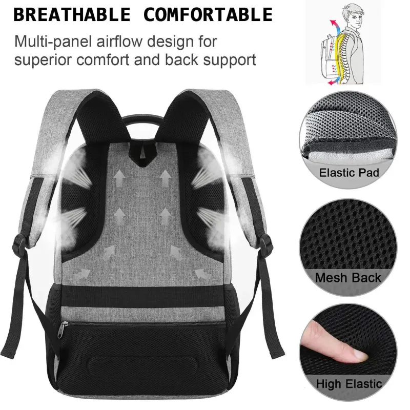 Mens Backpack Travel Bag Outdoor Camera Lens Black Ergonomic Notebook Large Capacity Mountaineering Waterproof Handbag_voghion.com