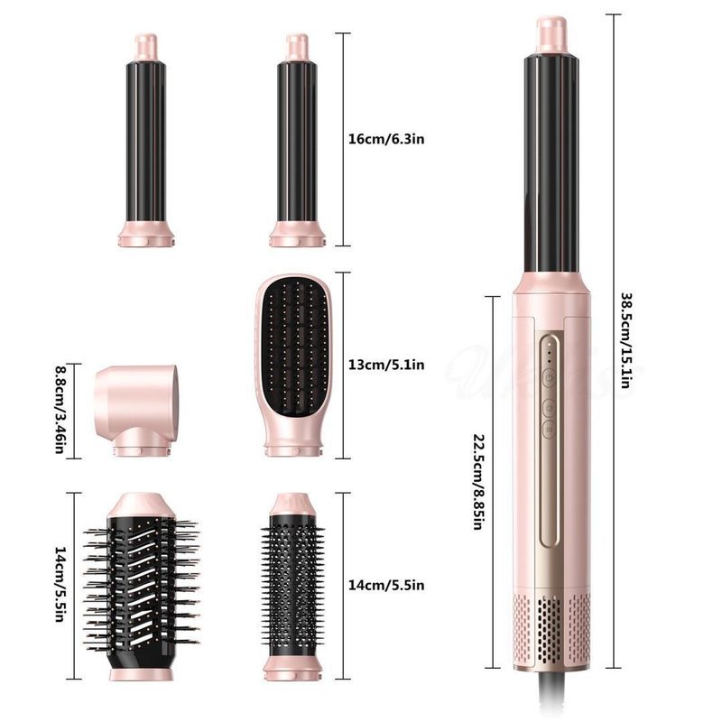 Asciugacapelli multifunzione 6 in 1 ad alta velocità Asciugacapelli multifunzione Capelli ricci lisci standard americani ed europei Pettine ad aria calda a doppio uso commercio estero_voghion.com