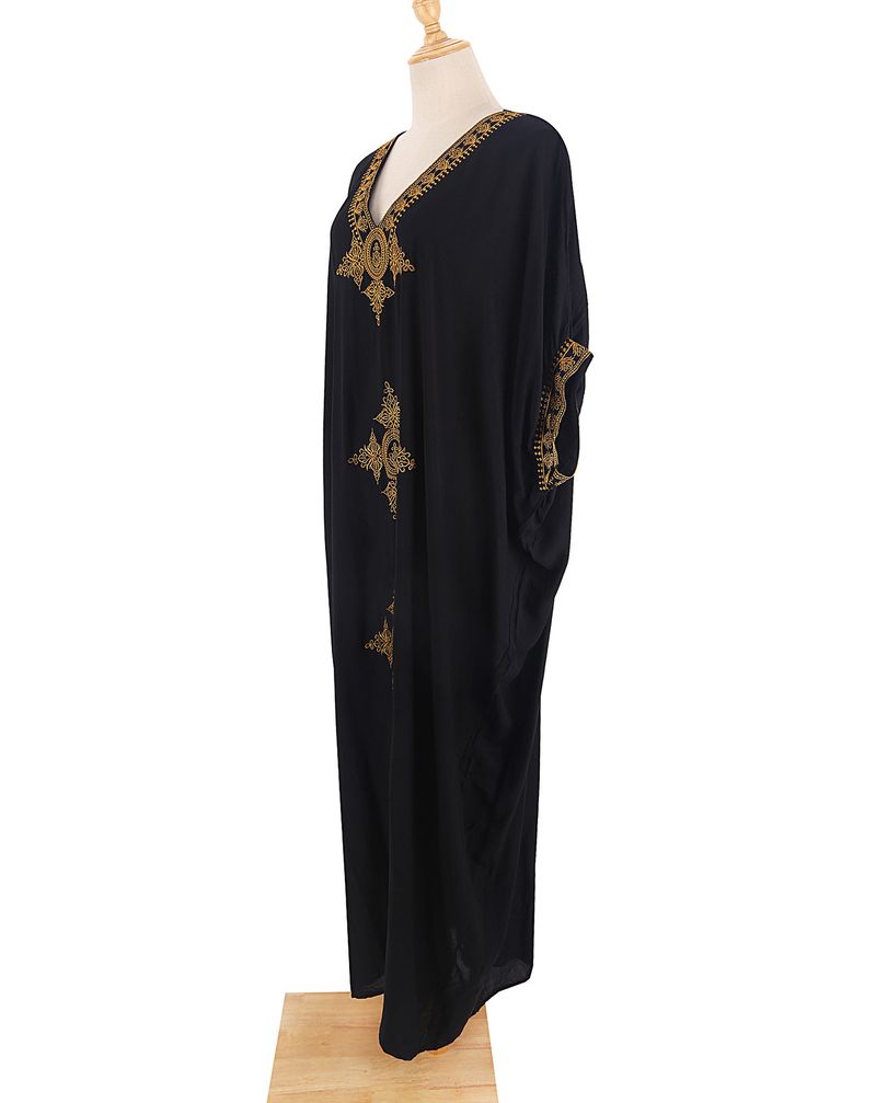 Robe de plage brodée en coton pour femme - Jupe longue portefeuille légère pour maillot de bain et protection solaire_voghion.com