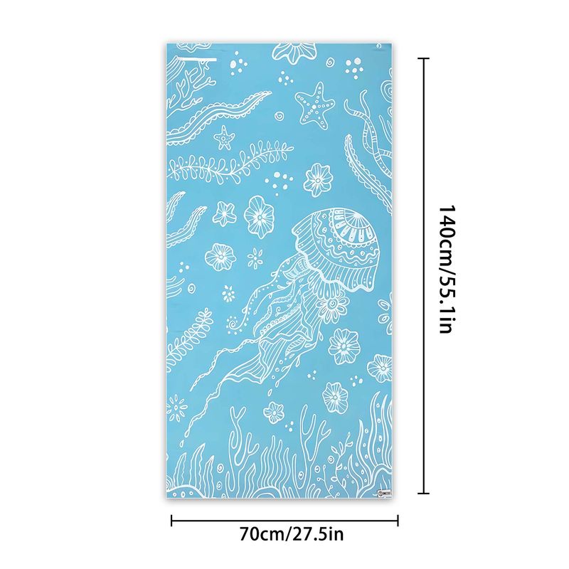Strandtuch mit Quallen-Aufdruck – extrem saugfähig, schnelltrocknend (90 x 180 cm, übergroße weiche Mikrofaser, sandfrei, für Pool/Strand/Urlaub)_voghion.com