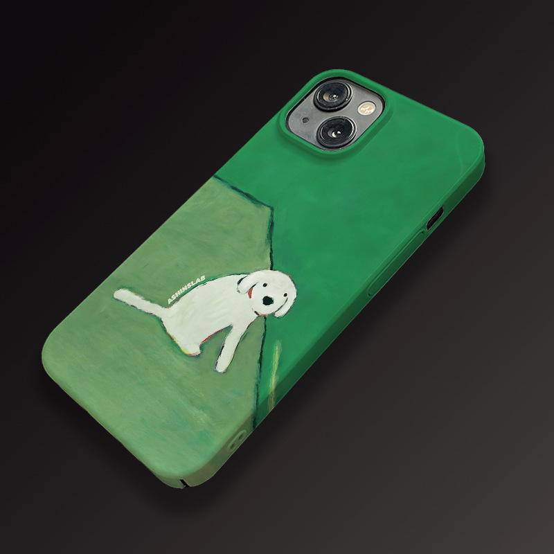 Niedliche grüne Hundefolie passend für Apple 14pro Telefon 13promax/12/11 All-Inclusive-Hartschale x_voghion.com