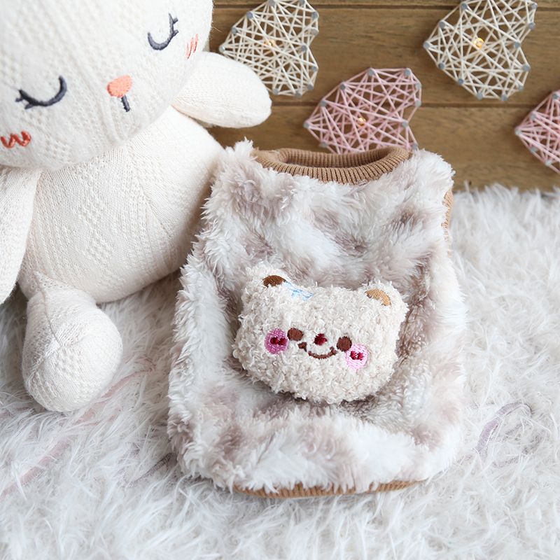 Petstyle Little Snow Leopard Bear Hund Niedliche Fleece-Kleidung für Welpen und Kätzchen, Neugeborene Katze_voghion.com