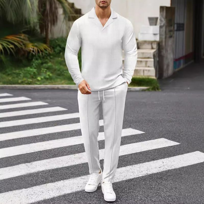 Men's Clothing Waffle-Knit Blazer & Pants Set – Premium Textured Suit For Men (Khaki/Black/Navy, S-XXXL)_voghion.com