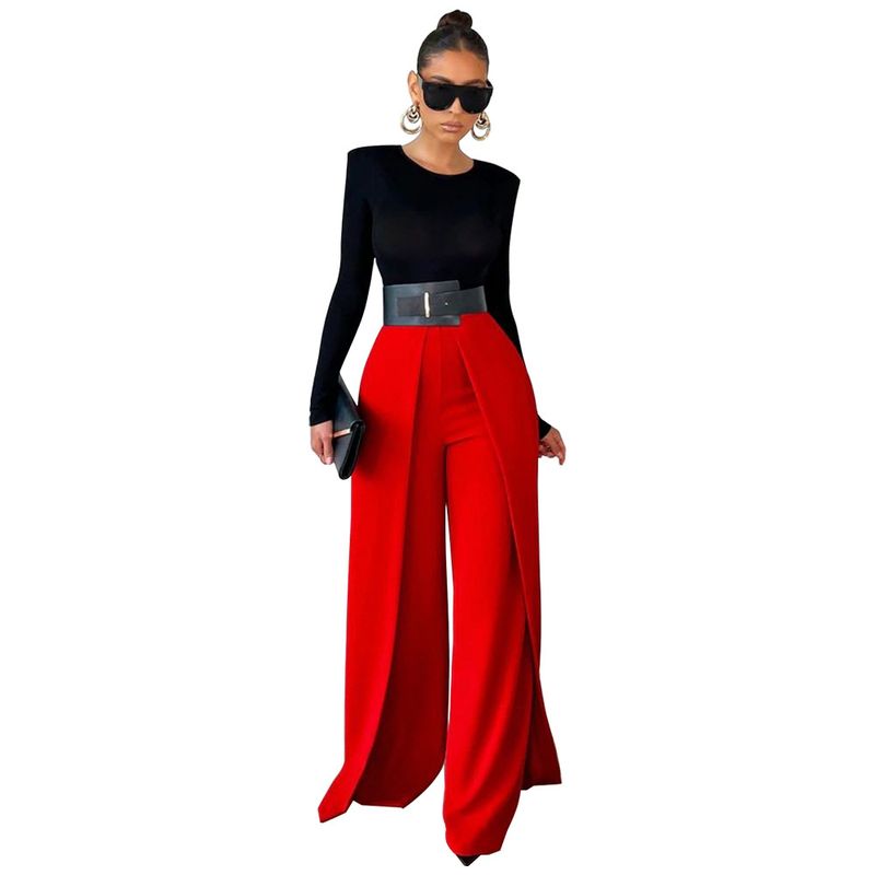 Damenbekleidung, drapiert, locker, schmal, weites Bein, einfarbig, gerader Stil, modische Freizeithose_voghion.com