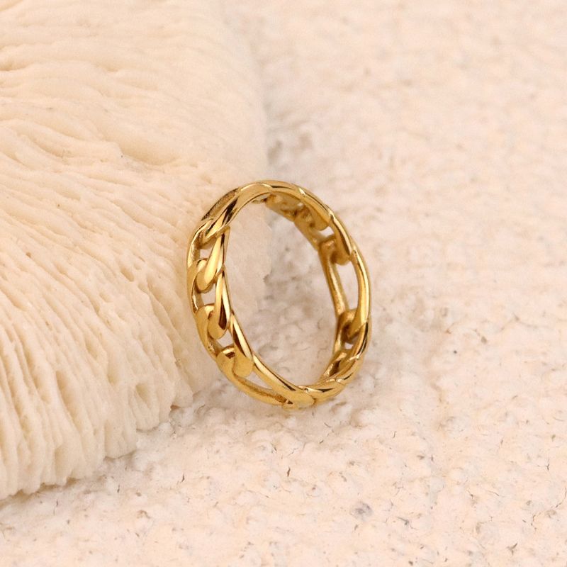 Women's Jewelry Simple And Generous Titanium Steel Ring Hollow Chain Titanium Steel Ring Female Ins Personality Retro Simple Cold Style_voghion.com