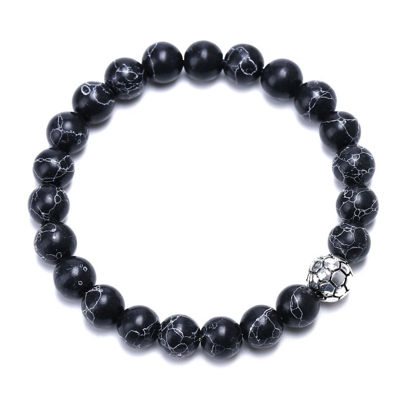 Charm-Armband Fußball-Legierung Holzmaserung Stein Tigerauge Stein Paar Armband Weißkiefer Karte Stein Weibliches Vulkanstein Armband_voghion.com
