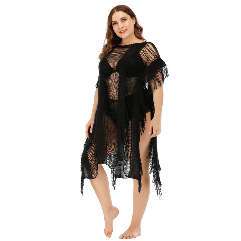 Sexy, hohl geschlitztes, unregelmäßiges Strand-Bikini-Hemdkleid für Damen_voghion.com