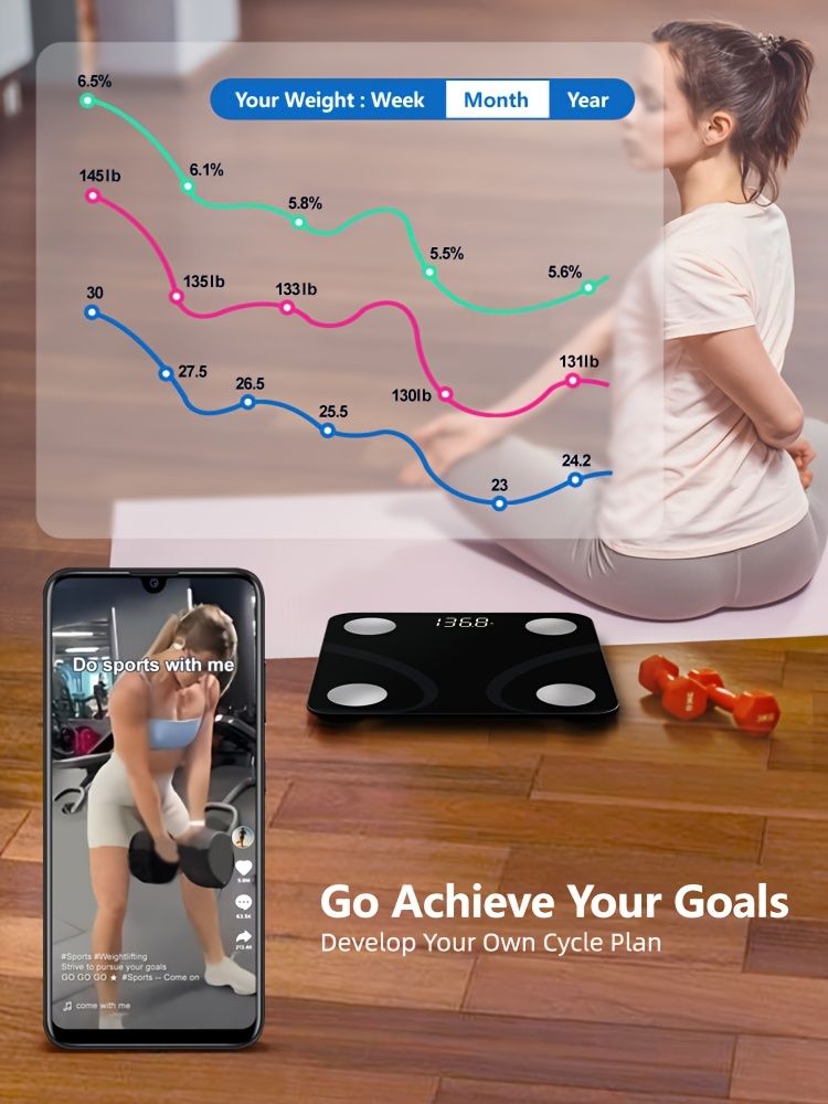 Smart Scale For Body Weight-400 LB Capacity, Accurately Weigh With BMI & Track Through Multiple Data Such, App Sync_voghion.com