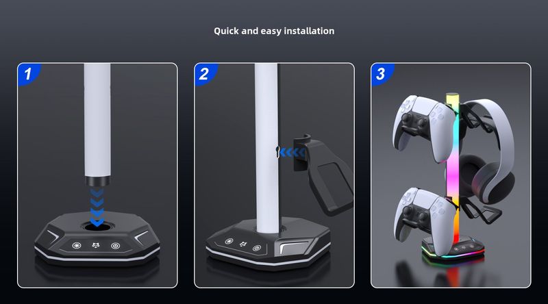 PS5 handle headset VR luminous bracket gamepad bracket RGB light effect PS5 accessories storage PS VR hanger_voghion.com
