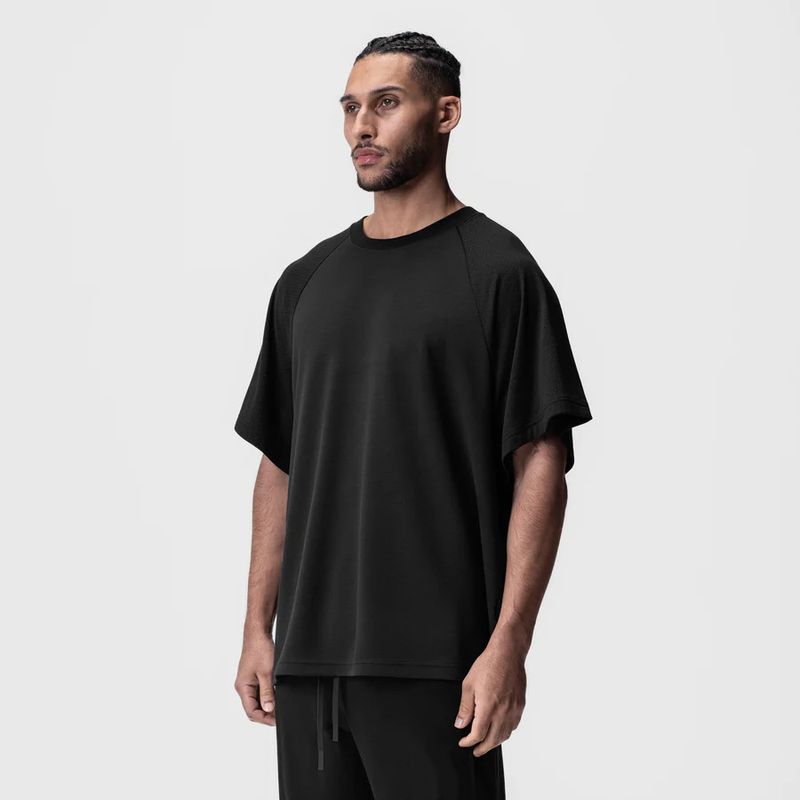 T-shirt de sport à manches courtes pour homme, style européen d'été, avec empiècement en maille gaufrée, séchage rapide, respirant et tendance._voghion.com