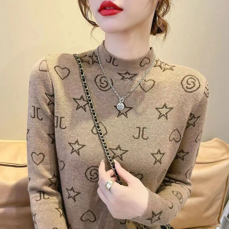 Dames plus en verdikte Duitse veet trui alles-in-één halve coltrui buitenlandse stijl warme basis shirt tops voor dames_voghion.com