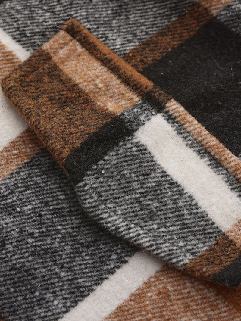 Elegantes Revers Plaid Herrenhemd Retro Sanded Casual Langarmjacke_voghion.com