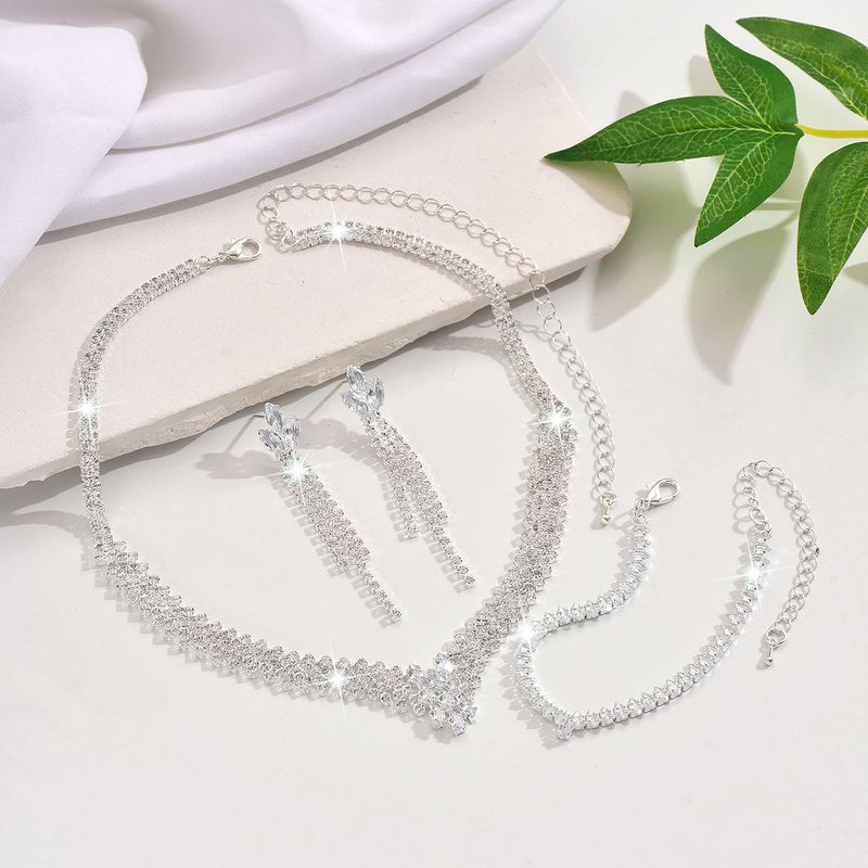 Set di gioielli da donna, moda, vendita calda, gioielli da sposa, squisiti e semplici, collana con clavicola, orecchini, accessori per abito da sposa_voghion.com